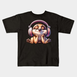 Blissful Meerkat DJ – Grooving to the Beat of Chill Vibes Tee Kids T-Shirt